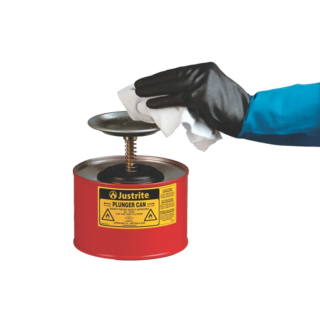 Justrite plunjerkan rood 1008 voor luchtvaartonderhoud